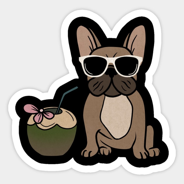Cute French bulldog, Tropical, Dog Lover Sticker by logiamerch